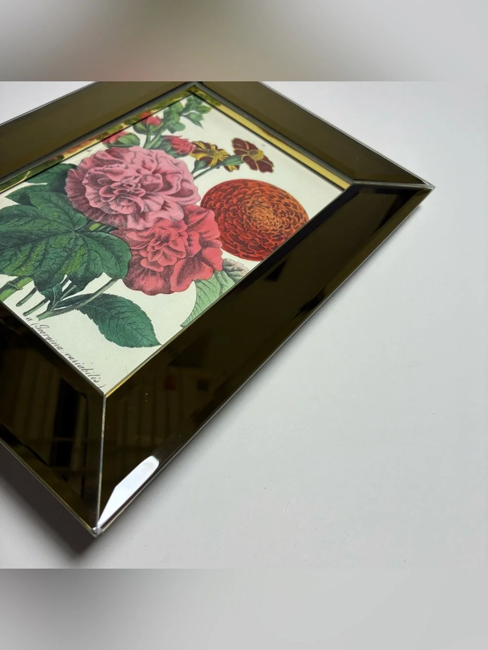 West Emory Gold Glass Picture Frame 6x8 Botanical Floral Flower Freestanding